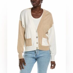 WISPR Half And Half Silk-blend Cardigan In Neutral Size Medium NEW